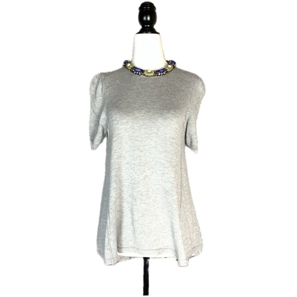Anthropologie Moth Jeweled/Beaded Neckline Sweater - Picture 3 of 16